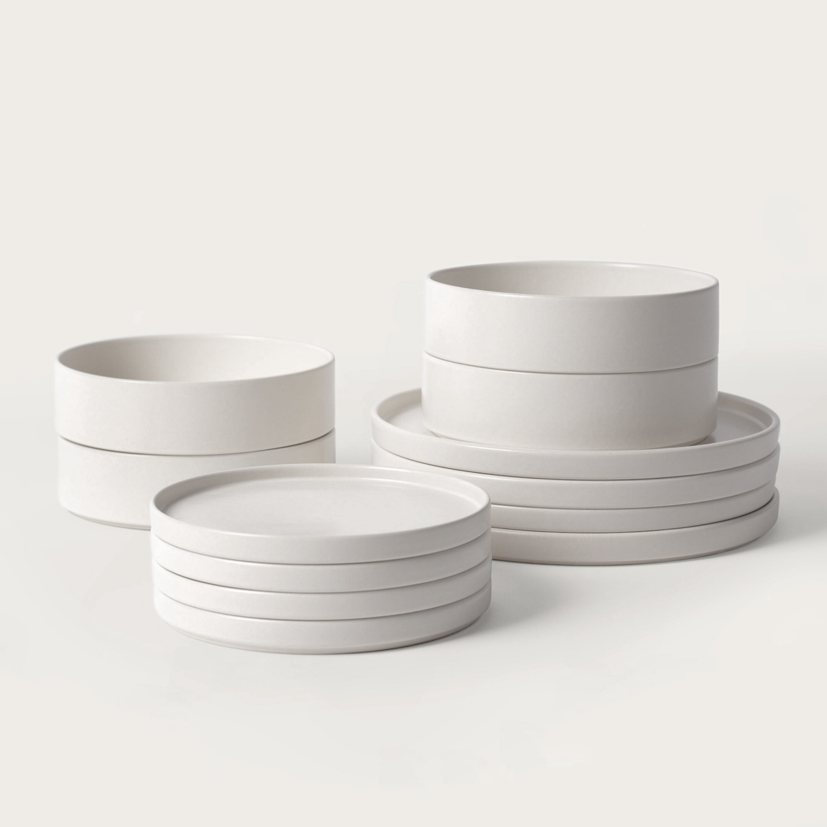 Portuguese Stoneware Dinnerware Set with Pasta Bowls ( 12 Piece Set)